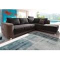 Ecksofa JOCKENHÖFER GRUPPE "Orlando L-Form", braun, B:257cm H:82cm T:215cm, Softlux-Kunstleder, im Korpus, Farbe greige: Struktur (45% Polyacryl, 35%Polyester, 20%Baumwolle), Farbe petrol: Struktur in Sitz und Kissen (87% Polyester, 13%Polyacryl), Alca Top (100% Polyester), im Korpus, Alle Farben außer greige + petrol: Struktur in Sitz und Kissen (65% Polyacryl, 35% Polyester), Sofas, mit Bettfunk