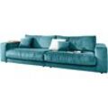 Big-Sofa 3C CANDY "Enisa II", blau (petrol), B:290cm H:86cm T:127cm, 100% Polyester, Sofas, incl. 1 Flatterkissen, Wahlweise mit Flecken-Schutz-Bezug Easy care