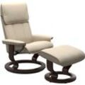 Fußhocker STRESSLESS "Admiral", beige (cream batick), B:55cm H:38cm T:39cm, Leder BATICK: BATICK ist ein leicht korrigiertes, durchgefärbtes und genarbtes Möbelleder, bei dem die meisten Unebenheiten und Spuren in der Regel entfernt wurden., Hocker, mit Classic Base, Gestell Wenge