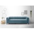 Schlafsofa PLACES OF STYLE "Termini ; als Dauerschläfer geeignet durch hochwertigen Faltbeschlag", blau (blaugrau), B:190cm H:69cm T:104cm, 100% Polyester, Sofas, drei Breiten und 3 Matratzenausführungen, belastbar 200 bis 270 kg