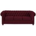 Chesterfield-Sofa HOME AFFAIRE "New Castle" Sofas Gr. B/H/T: 203cm x 72cm x 86cm, Samtoptik, rot (bordeaux) mit hochwertiger Knopfheftung in Chesterfield-Design, BTH: 2038672