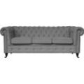 Chesterfield-Sofa HOME AFFAIRE "Aarburg" Sofas Gr. B/H/T: 203cm x 77cm x 87cm, Struktur, grau aufwändige Knopfheftung und Ziernägel im Chesterfield-Design