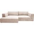 Ecksofa TOM TAILOR HOME "Big Cube Style" Sofas Gr. B/H/T: 270 cm x 83 cm x 160 cm, Cord TRI, Recamiere links, beige (clay tri 21) mit cleanen Stegkissen, extra große Sitztiefe, Breite 270cm