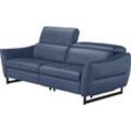 2,5-Sitzer EGOITALIANO "Dafne" Sofas Gr. B/H/T: 208 cm x 97 cm x 108 cm, Leder BULL, ohne elektrische Relaxfunktion, blau (tide) mit und ohne elektrischer Relaxfunktion, Kopfteile manuell verstellbar