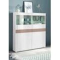 Vitrine BORCHARDT MÖBEL "Florenz" Schränke weiß (weiß hg/weiß hg/cappuccino riffeloptik hg mdf) Höhe 125 cm