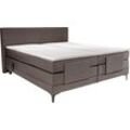 Boxspringbett ALINA "Powell", braun (braungrau gcp 84), Komplettbetten, Chenille GCP, Liegefläche B/L: 160cm x 200cm, Gewicht bis: 80 kg + 80 kg H2 + H2, 5-Zonen-Tonnentaschen-Federkernmatratze, Samt DMO (100% Polyester) Boxspringbett inkl. Motor, Matratze und Topper, in unterschiedlichen Ausführungen