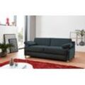 Schlafsofa BALI "Viola", blau (rauchblau), 160cm x 200cm, Kaltschaummatratze, Basic: Gitterrostunterfederungmit Kaltschaummatratze, 100% Polyester, Sofas, mit Seitenkissen