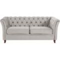 Chesterfield-Sofa HOME AFFAIRE "Reims" Sofas Gr. B/H/T: 180 cm x 76 cm x 88 cm, Samtoptik, grau (hellgrau) Chesterfieldsofas mit echter Chesterfield-Knopfheftung, hochwertige Verarbeitung