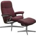 Relaxsessel STRESSLESS "Garda" Sessel Gr. Leder BATICK, Cross Base Braun, Relaxfunktion-Drehfunktion-Plus™System-Gleitsystem-BalanceAdapt™, B/H/T: 82cm x 102cm x 72cm, rot (bordeaux batick) mit Cross Base, Größe M & L, Holzakzent Braun