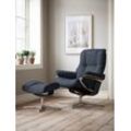 Relaxsessel STRESSLESS "Mayfair", blau (oxford blau paloma), B:79cm H:102cm T:73cm, Leder PALOMA: PALOMA ist ein durchgefärbtes Semianilin-Möbelleder mit natürlicher Narbung., Sessel, mit Cross Base, Größe S, M & L, Holzakzent Schwarz