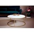 Couchtisch JAHNKE "SOL COFFEE" Tische Gr. B/H/T: 89,5 cm x 41 cm x 89,5 cm, weiß (gold, marmor weiß, gold, look, marmor, optik) Couchtische rund oval