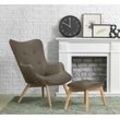 Sessel ANDAS "Nicko", grau (taupe), B:71cm H:96cm T:86cm, 100% Polyester, Sessel, Design-Sessel Einzelsessel Sessel mit Hocker Lounge-Sessel, wahlweise mit und ohne Hocker