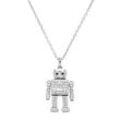 Kette mit Anhänger GIORGIO MARTELLO MILANO "Anhänger Roboter mit Zirkonia, Silber 925", silber, Halsketten, Damen, 45cm, Silber 925 (Sterlingsilber)