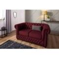 Chesterfield-Sofa HOME AFFAIRE "New Castle" Sofas Gr. B/H/T: 148cm x 72cm x 86cm, Samtoptik, rot (bordeaux) mit hochwertiger Knopfheftung in Chesterfield-Design, BTH: 1488672