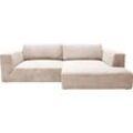 Ecksofa TOM TAILOR HOME "Big Cube Style" Sofas Gr. B/H/T: 270 cm x 83 cm x 160 cm, Cord TRI, Recamiere rechts, beige (clay tri 21) mit cleanen Stegkissen, extra große Sitztiefe, Breite 270cm