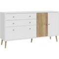 Sideboard FORTE "Harllson EasyKlix by Forte", weiß (weiß, mauvella eiche), B:159,2cm H:86,5cm T:41,5cm, FSC-zertifizierter Holzwerkstoff, Sideboards, die neue geniale Art Möbel aufzubauen