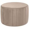 Pouf FINK "Helen", beige (creme), Poufs, B/H/T: 60cm x 43cm x 60cm Ø 60cm, Samtvelours VELVET mit seitlichen Nähten