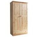 Drehtürenschrank TICAA "Moritz", beige (kiefer massiv natur), B:96cm H:187cm T:54cm, Massivholz, Schränke