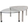 Couchtisch VIERHAUS, grau (beton, gr. 85 cm x 39 cm, 43 cm x 85 cm), B:85cm H:39cm T:85cm, Tische, Couchtisch Runde Couchtische Glas-Couchtisch, mit ausdrehbarer Platte, rollbar