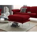 Hocker W.SCHILLIG "sherry", rot (merlot w82), B:82cm H:42cm T:62cm, Flachgewebe W82 Q2 (74% Polyacryl, 26% Polyester), Chenillegewebe V34 (52% Polyester, 38% Baumwolle, 10% Polyacryl), Hocker, German Design Award 2018, Metallfüße in Chrom glänzend, Breite 82 cm