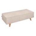 Hocker TOM TAILOR HOME "NORDIC PURE" Gr. B/H/T: 137cm x 42cm x 61cm, Samtstoff STC, beige (ivory stc 1) Fußhocker Polsterhocker Breite 137 cm, Füße Buche natur