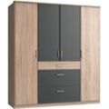 Kleiderschrank WIMEX "Click", grau (struktureichefarben hell, graphitfarben), B:180cm H:199cm T:58cm, Schränke, Drehtürenschrank Kleiderschrank, ohne Spiegel