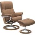 Fußhocker STRESSLESS "Mayfair", braun (latte batick), B:55cm H:41cm T:39cm, Leder BATICK: BATICK ist ein leicht korrigiertes, durchgefärbtes und genarbtes Möbelleder, bei dem die meisten Unebenheiten und Spuren in der Regel entfernt wurden., Leder PALOMA: PALOMA ist ein durchgefärbtes Semianilin-Möbelleder mit natürlicher Narbung., ROHLEDER Stoff Q2 FARON: Ein fester zuverlässiger Bouclu00e9 mit e