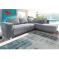 Ecksofa JOCKENHÖFER GRUPPE "Orlando L-Form", grau, B:257cm H:82cm T:215cm, Softlux-Kunstleder, im Korpus, Farbe greige: Struktur (45% Polyacryl, 35%Polyester, 20%Baumwolle), Farbe petrol: Struktur in Sitz und Kissen (87% Polyester, 13%Polyacryl), Alca Top (100% Polyester), im Korpus, Alle Farben außer greige + petrol: Struktur in Sitz und Kissen (65% Polyacryl, 35% Polyester), Sofas, mit Bettfunkt