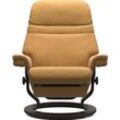 Relaxsessel STRESSLESS "Sunrise", gelb (honey), Material Bezug, Material Gestell, Ausführung / Funktion, Maße, Leder BATICK: BATICK ist ein leicht korrigiertes, durchgefärbtes und genarbtes Möbelleder, bei dem die meisten Unebenheiten und Spuren in der Regel entfernt wurden., Leder PALOMA: PALOMA ist ein durchgefärbtes Semianilin-Möbelleder mit natürlicher Narbung., ROHLEDER Stoff Q2 FARON: Ein fe