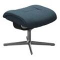 Fußhocker STRESSLESS "Mayfair", blau (petrol q2 faron), B:55cm H:41cm T:39cm, ROHLEDER Stoff Q2 FARON: Ein fester zuverlässiger Bouclu00e9 mit einem strukturierten Aussehen und einer komfortablen Oberfläche (100% Polyester im Flor, Grundgewebe: 50% Polyester, 50% Polyacryl), Hocker, mit Cross Base, Größe S, M & L, Holzakzent Schwarz