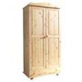 Drehtürenschrank TICAA "Adam", beige (kiefer massiv natur), B:96cm H:195cm T:54cm, Massivholz, Schränke