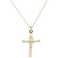 Kette mit Anhänger SMART JEWEL "Anhänger Kreuz, Silber 925", gold, Halsketten, Damen, 50cm, Silber 925 (Sterlingsilber)