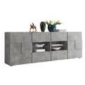 Sideboard INOSIGN "Dama Breite 241, Kommode 2 Türen u. 4 Schubkästen, Anrichte", grau (beton, optik), B:241cm H:84cm T:42cm, Sideboards, Front in 3D-Optik, viel Stauraum, verschiedene Farben