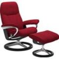 Relaxsessel STRESSLESS "Consul" Sessel Gr. ROHLEDER Stoff Q2 FARON, Signature Base Schwarz, BalanceAdapt™-Plus™System-Gleitsystem-Relaxfunktion-Drehfunktion-Kopfstützenverstellung-Rückteilverstellung, B/H/T: 78 cm x 97 cm x 70 cm, rot (red q2 faron) mit Hocker, Signature Base, Größe S, Gestell Schwarz