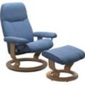 Relaxsessel STRESSLESS "Consul", blau (lazuli blau), B:85cm H:100cm T:77cm, Leder BATICK: BATICK ist ein leicht korrigiertes, durchgefärbtes und genarbtes Möbelleder, bei dem die meisten Unebenheiten und Spuren in der Regel entfernt wurden., Leder PALOMA: PALOMA ist ein durchgefärbtes Semianilin-Möbelleder mit natürlicher Narbung., ROHLEDER Stoff Q2 FARON: Ein fester zuverlässiger Bouclu00e9 mit e