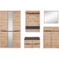 Garderoben-Set INNOSTYLE "MEMPHIS" Kastenmöbel-Sets Gr. B/H/T: 295 cm x 192 cm x 38 cm, Set, Garderoben-Set-bestehend aus:-1 x Garerobenschrank-1 x Schuhschrank-1 x Garderobenpaneel-1 x Garderobenspiegel-1 x Garderobenbank, braun (artisan eiche)