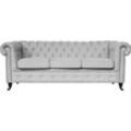 Chesterfield-Sofa HOME AFFAIRE "Aarburg" Sofas Gr. B/H/T: 203cm x 77cm x 87cm, Struktur, silberfarben (silber) aufwändige Knopfheftung und Ziernägel im Chesterfield-Design