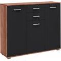 Kombikommode PRIESS "Barcelona" Sideboards Gr. B/H/T: 123cm x 103cm x 38cm, 2 St., schwarz (nussbaumfarben, schwarz)