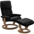 Relaxsessel STRESSLESS "Admiral", schwarz (schwarz batick), B:87cm H:101cm T:78cm, Leder BATICK: BATICK ist ein leicht korrigiertes, durchgefärbtes und genarbtes Möbelleder, bei dem die meisten Unebenheiten und Spuren in der Regel entfernt wurden., Sessel, mit Classic Base, Größe M & L, Gestell Eiche