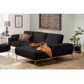 Ecksofa W.SCHILLIG "run", schwarz (midnight w82), B:319cm H:88cm T:178cm, Longlife Xtra-Leder Z73: Naturwalkleder der Luxusklasse aus den erlesensten Rohhäuten. Hautstärke 1, 1 u2013 1, 3 mm, ROHLEDER Jacquard-Flachgewebe Q2 W60 (63% Polyester, 37% Polyacryl), ROHLEDER Chenille-Flachgewebe Q2 W77 (68% Polyacryl, 32% Polyester), Stoff S37 (100% Polyester), Sofas, mit elegantem Holzsockel, Füße in S