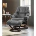 Relaxsessel STRESSLESS "Reno", grau (dunkelgrau dinamica), B:88cm H:98cm T:78cm, Leder BATICK: BATICK ist ein leicht korrigiertes, durchgefärbtes und genarbtes Möbelleder, bei dem die meisten Unebenheiten und Spuren in der Regel entfernt wurden., Leder PALOMA: PALOMA ist ein durchgefärbtes Semianilin-Möbelleder mit natürlicher Narbung., ROHLEDER Stoff Q2 FARON: Ein fester zuverlässiger Bouclu00e9 