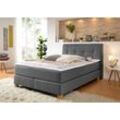 Boxspringbett HOME AFFAIRE "Calloway" Komplettbetten Gr. Struktur (100% Polyester), Liegefläche B/L: 140cm x 220cm, H3, Bonnell-Federkernmatratze, grau (anthrazit) Boxspringbett inkl. Topper, XXL-Ausführung, in 4 Farben, 5 Breiten, 3 Matratzenarten