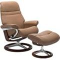 Relaxsessel STRESSLESS "Sunrise", braun (almond paloma), B:92cm H:105cm T:80cm, Leder BATICK: BATICK ist ein leicht korrigiertes, durchgefärbtes und genarbtes Möbelleder, bei dem die meisten Unebenheiten und Spuren in der Regel entfernt wurden., Leder PALOMA: PALOMA ist ein durchgefärbtes Semianilin-Möbelleder mit natürlicher Narbung., ROHLEDER Stoff Q2 FARON: Ein fester zuverlässiger Bouclu00e9 m