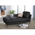 Chaiselongue W.SCHILLIG "softy", schwarz (schwarz z59), B:106cm H:79cm T:168cm, Chenille-Flachgewebe R66 (85% Polyester, 15% Nylon), Velourgewebe V41 (100% Polyester), Longlife Xtra-Leder Z59: Glattleder mit modischer Prägung. Hautstärke 0, 9 - 1, 1 mm, Sofas, mit dekorativer Heftung im Sitz, Füße schwarz pulverbeschichtet