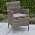 Gartensessel MERXX "Teneriffa", beige (beige, grau), B:61cm H:84cm T:61cm, Obermaterial: 100% Polyester. Füllung: 100% Polyurethan, Sessel, 2er Set, Polyrattan, inkl. Sitzkissen