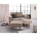 2-Sitzer LOOKS BY WOLFGANG JOOP "Looksv", beige (beige, braun), B:172cm H:96cm T:107cm, Sofas, Verwandlungssofa: aus Sofa wird Sofa mit 2 Hockern