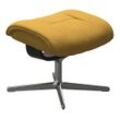 Fußhocker STRESSLESS "Mayfair", gelb (gelb q2 faron), B:55cm H:41cm T:39cm, ROHLEDER Stoff Q2 FARON: Ein fester zuverlässiger Bouclu00e9 mit einem strukturierten Aussehen und einer komfortablen Oberfläche (100% Polyester im Flor, Grundgewebe: 50% Polyester, 50% Polyacryl), Hocker, mit Cross Base, Größe S, M & L, Holzakzent Schwarz