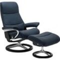 Relaxsessel STRESSLESS "View", blau (oxford blau paloma), B:78cm H:108cm T:78cm, Leder BATICK: BATICK ist ein leicht korrigiertes, durchgefärbtes und genarbtes Möbelleder, bei dem die meisten Unebenheiten und Spuren in der Regel entfernt wurden., Leder PALOMA: PALOMA ist ein durchgefärbtes Semianilin-Möbelleder mit natürlicher Narbung., ROHLEDER Stoff Q2 FARON: Ein fester zuverlässiger Bouclu00e9 