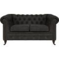 Chesterfield-Sofa HOME AFFAIRE "Aarburg" Sofas Gr. B/H/T: 148cm x 77cm x 87cm, Luxus-Microfaser Lederoptik, grau (anthrazit) aufwändige Knopfheftung und Ziernägel im Chesterfield-Design