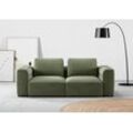 2-Sitzer RAUM.ID "Cushid" Sofas Gr. B/H/T: 218cm x 62cm x 109cm, Cord, grün (oliv) Modulsofa, bestehend aus 2 Teilen, Breite 218 cm